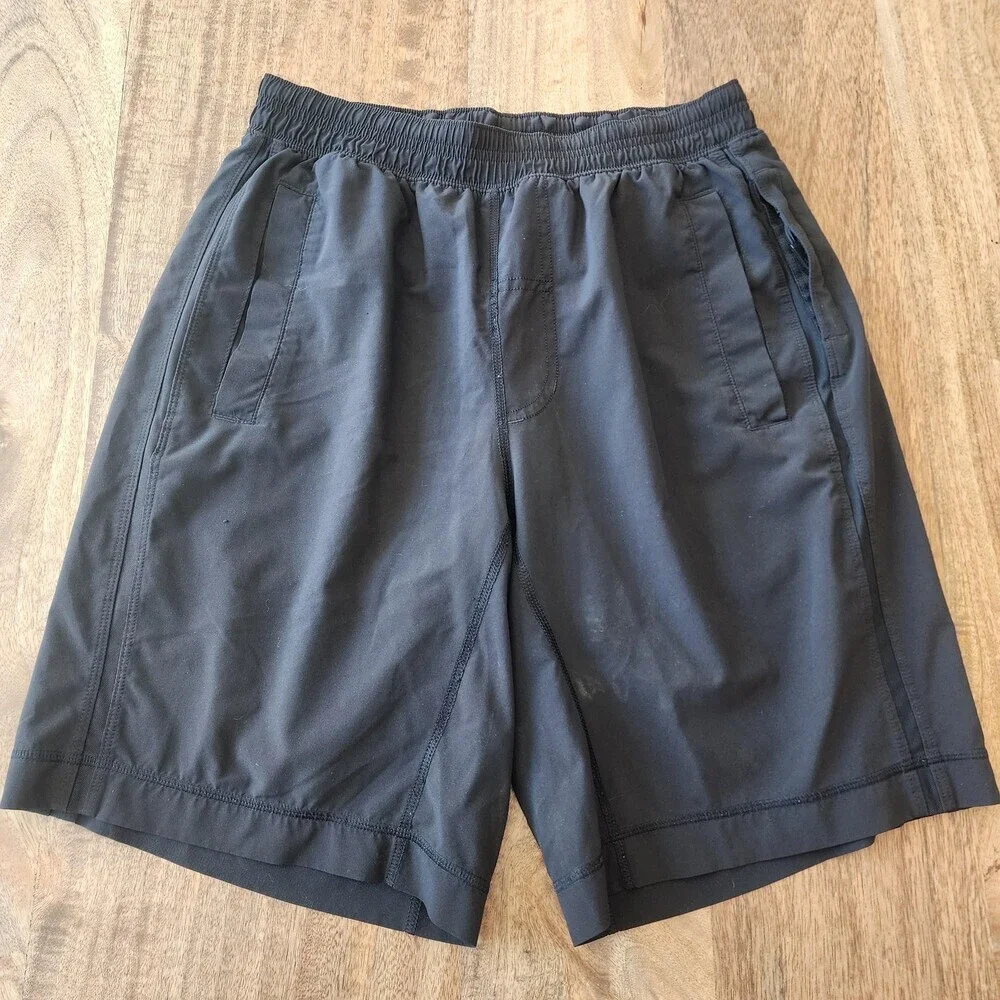 Lululemon Shorts Mens Small Black Running 9 Inch Inseam Athletic Zip Pocket